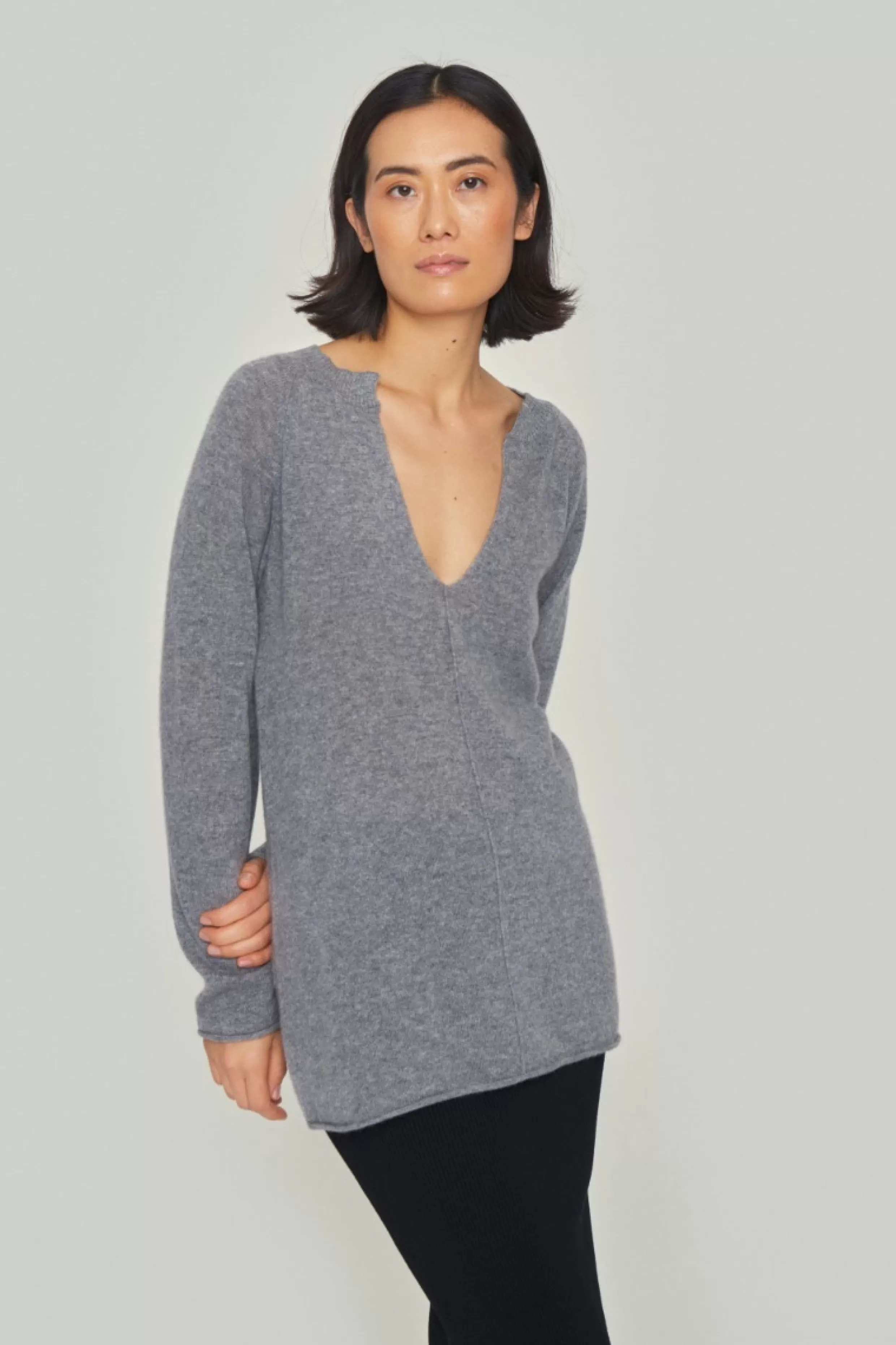 Bluser | Strik>BITTE KAI RAND Cloud cashmere bluse med slids LAVENDERSKY